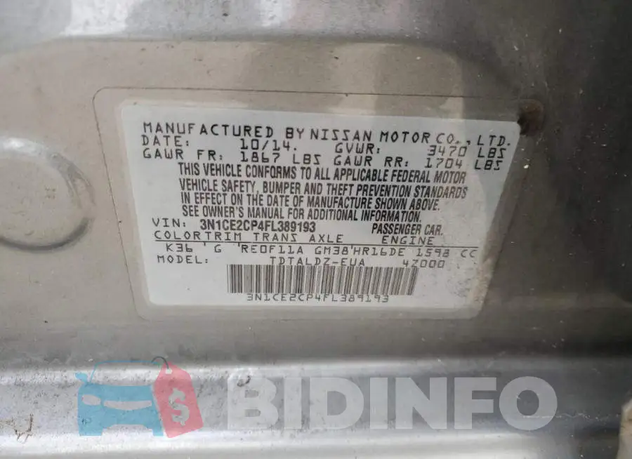 3N1CE2CP4FL389193 Photo# 12