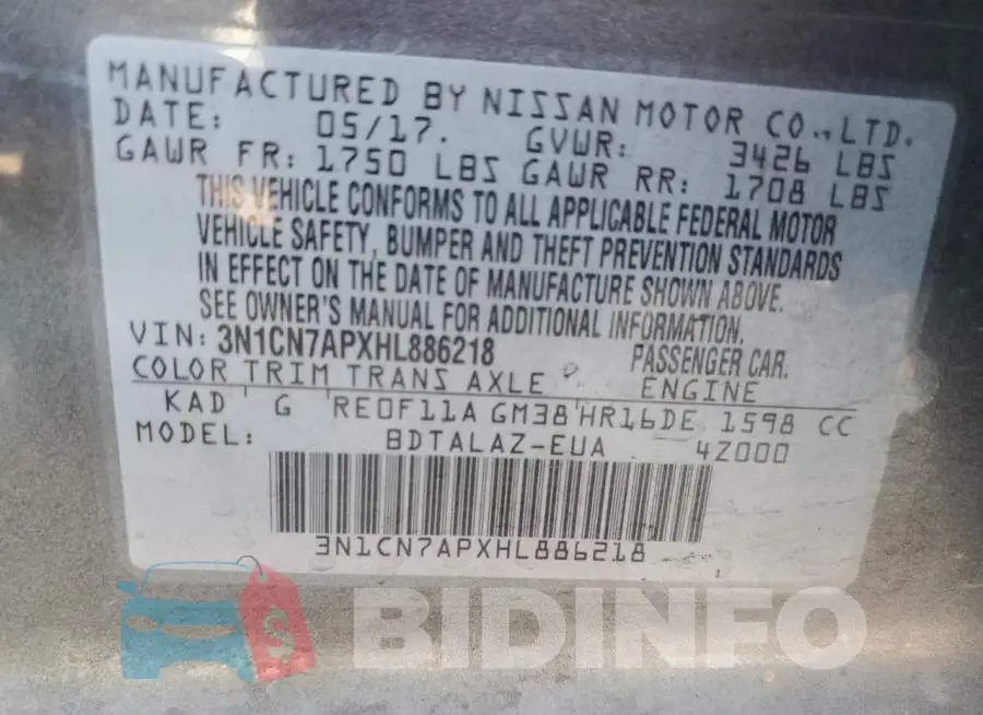 3N1CN7APXHL886218 Photo# 12
