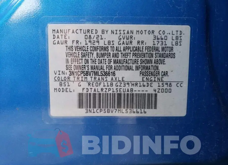 3N1CP5BV7ML536616 Photo# 4