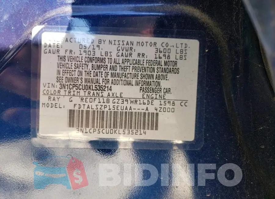3N1CP5CU0KL535214 Photo# 12