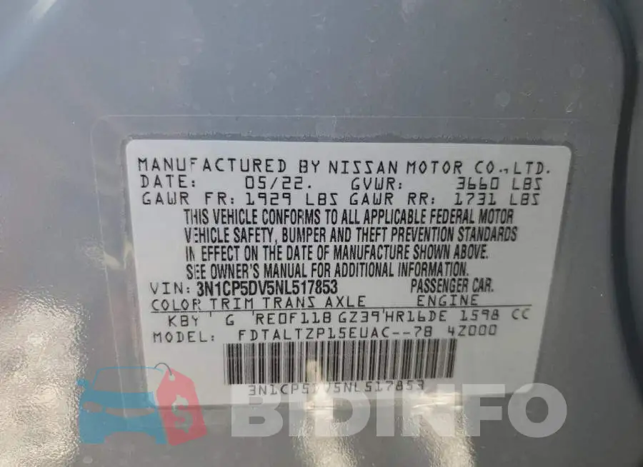 3N1CP5DV5NL517853 Photo# 10