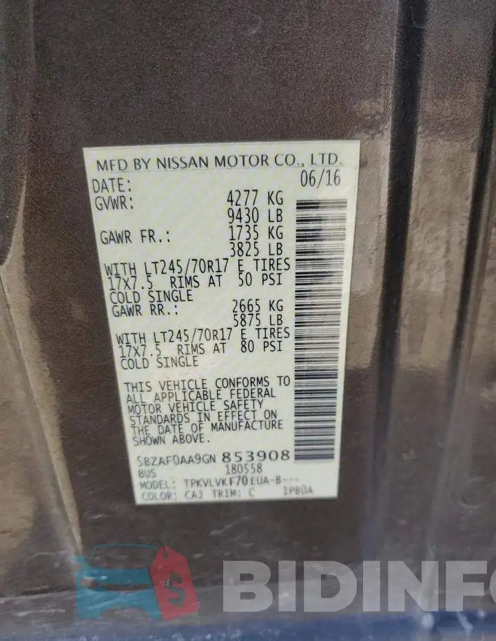 5BZAF0AA9GN853908 Photo# 13
