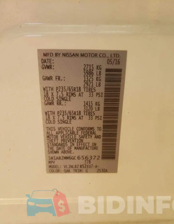 5N1AR2MM6GC656372 Photo# 13