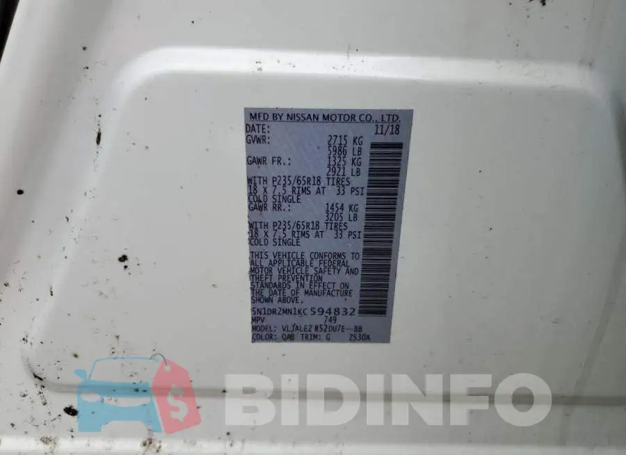 5N1DR2MN1KC594832 Photo# 13