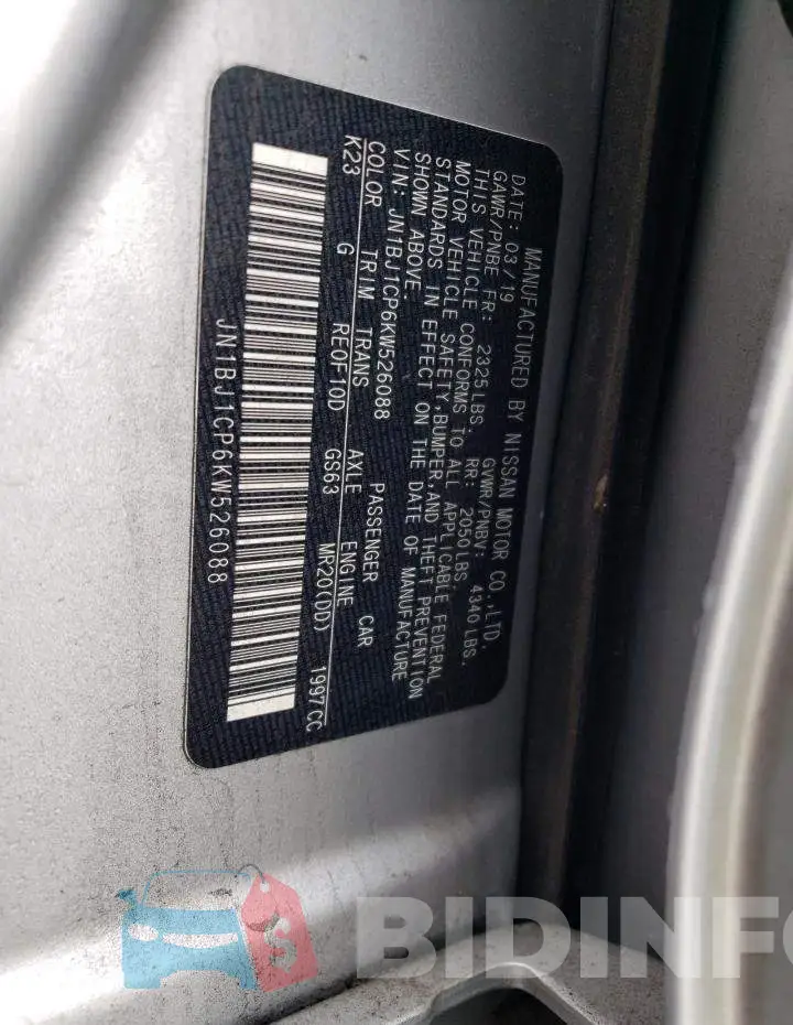 JN1BJ1CP6KW526088 Photo# 13