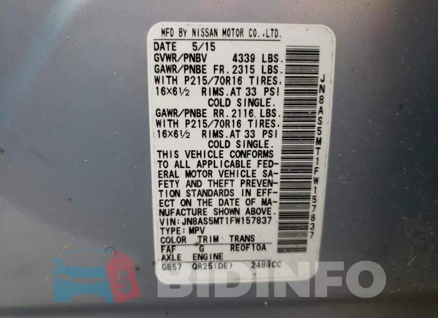 JN8AS5MT1FW157837 Photo# 13
