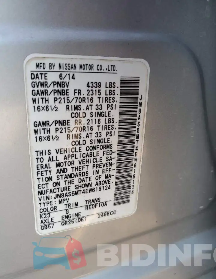 JN8AS5MT4EW618124 Photo# 14