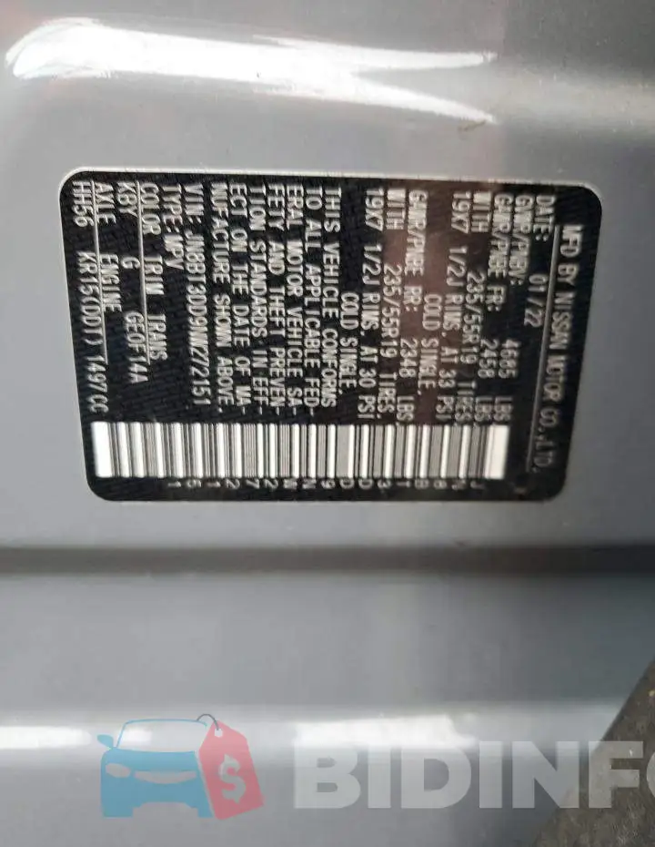 JN8BT3DD9NW272151 Photo# 13