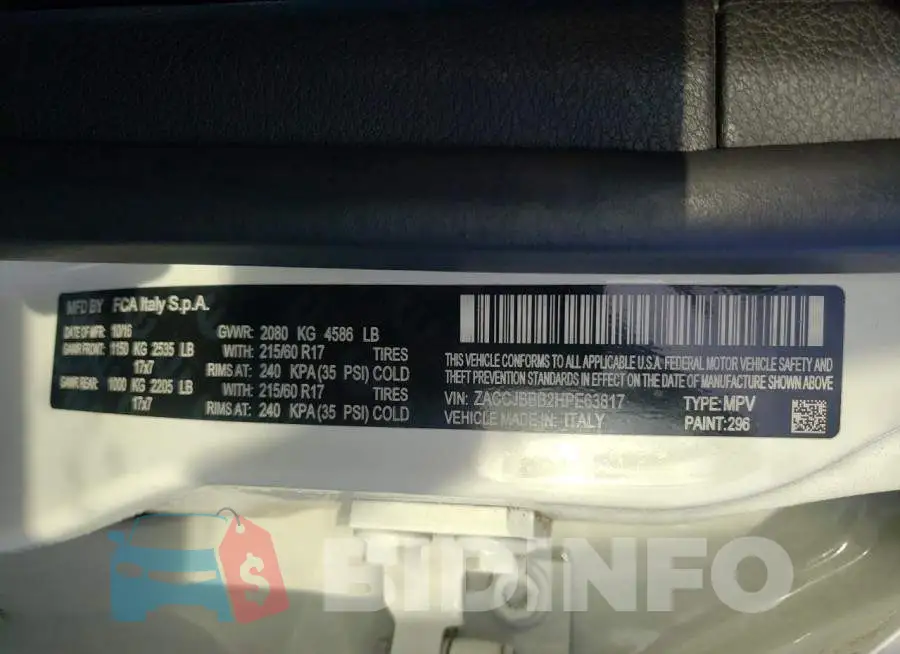 ZACCJBBB2HPE63817 Photo# 13