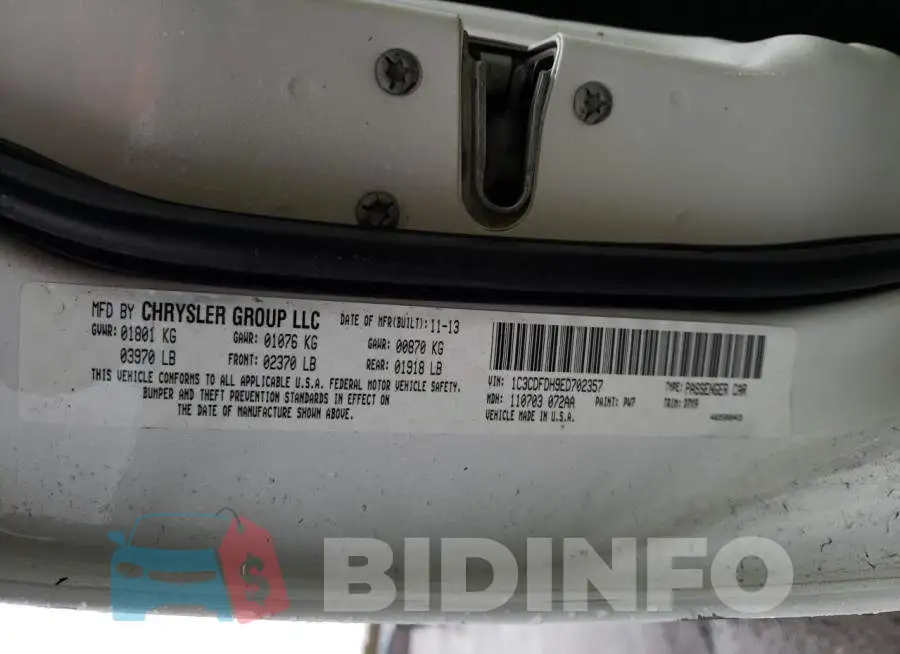 1C3CDFDH9ED702357 Photo# 12