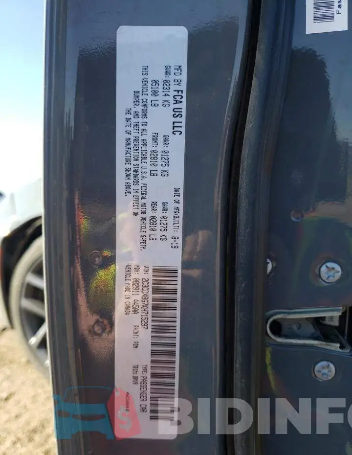 2C3CDXBG7KH715297 Photo# 12