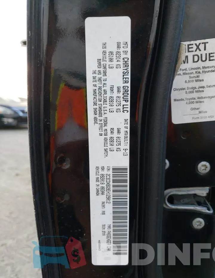 2C3CDXBG9EH129012 Photo# 12