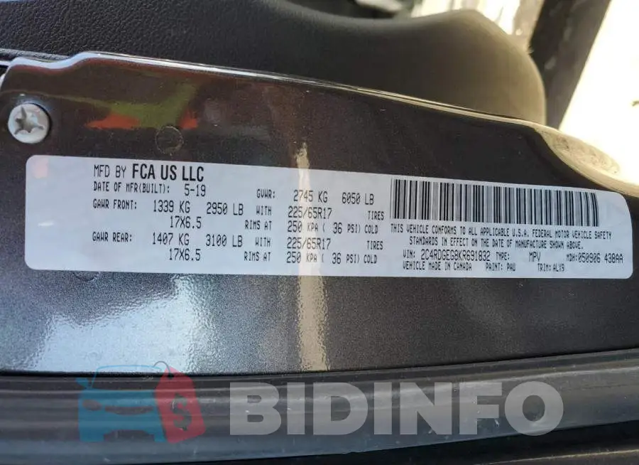 2C4RDGEG8KR691832 Photo# 14
