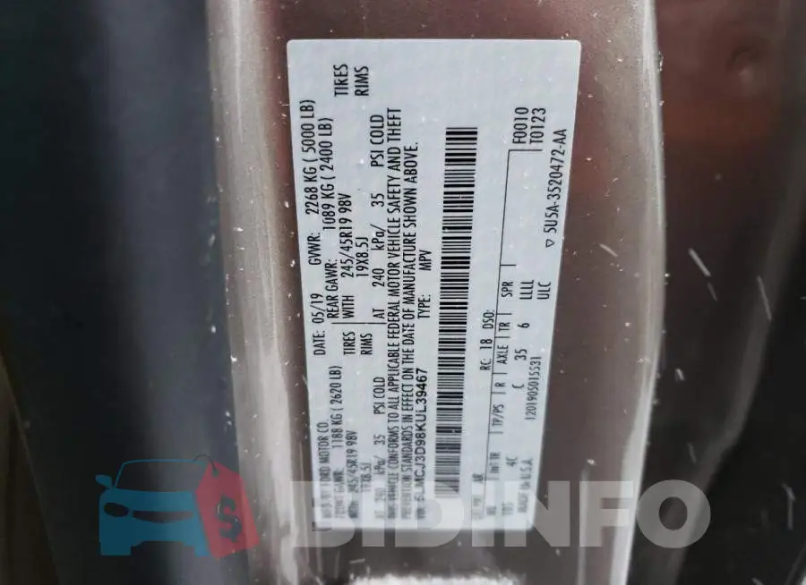 5LMCJ3D98KUL39467 Photo# 13