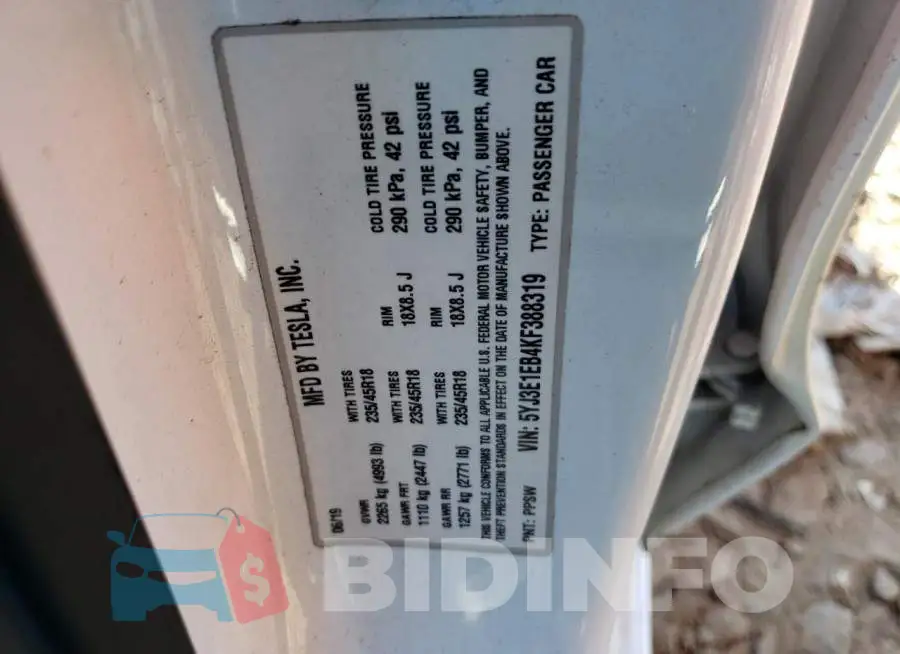 5YJ3E1EB4KF388319 Photo# 12