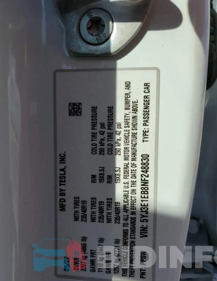 5YJ3E1EB8NF248830 Photo# 10