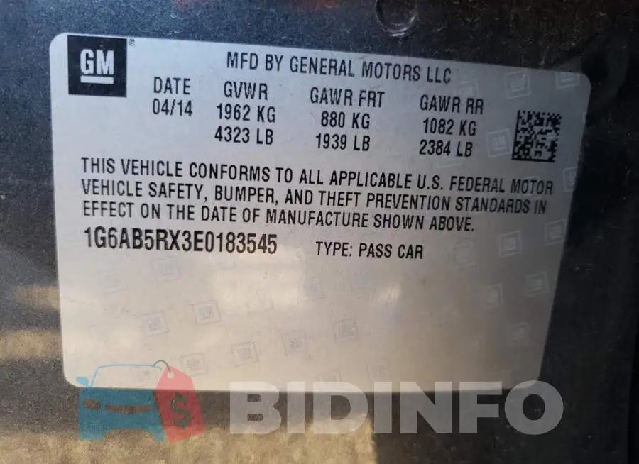 1G6AB5RX3E0183545 Photo# 13