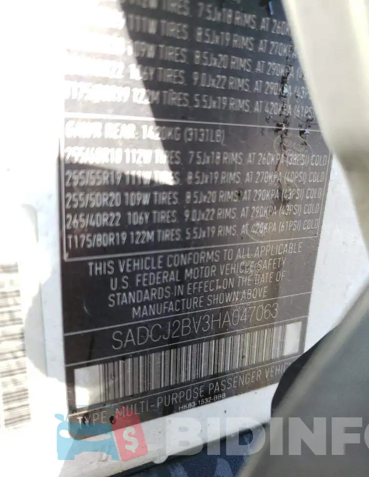 SADCJ2BV3HA047063 Photo# 14