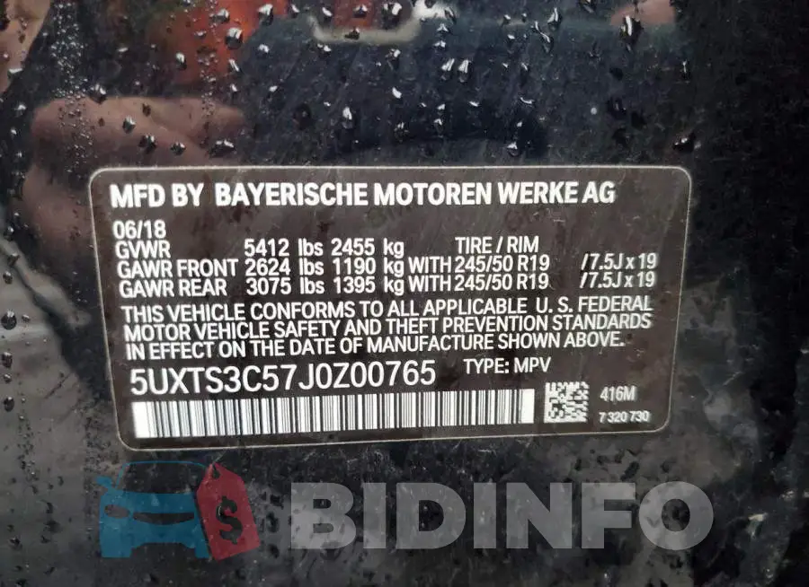 5UXTS3C57J0Z00765 Photo# 12
