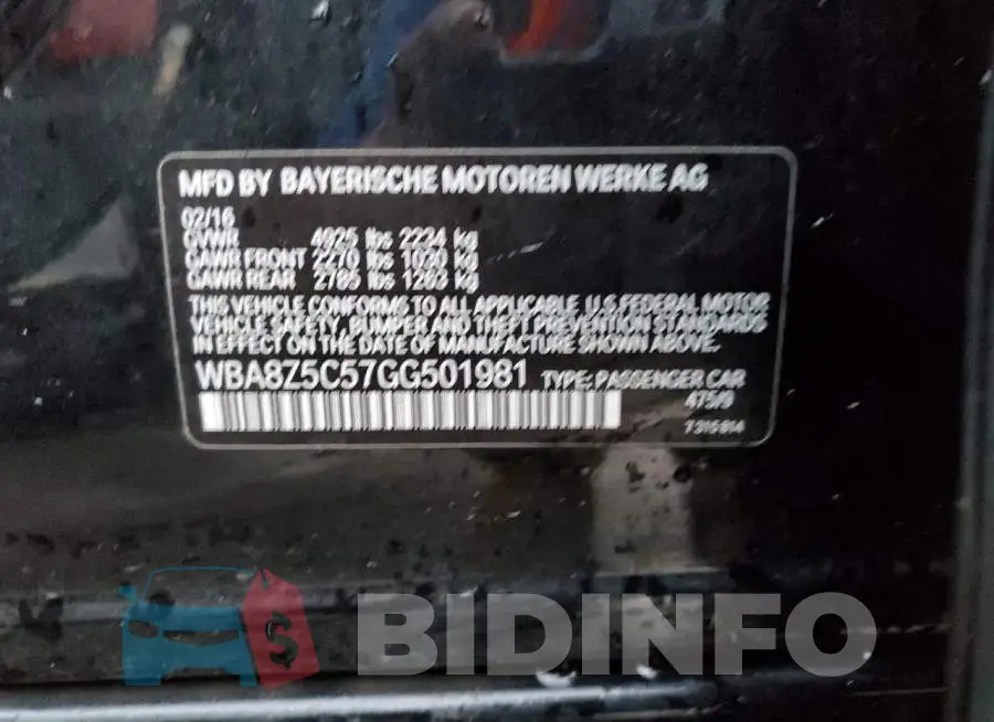 WBA8Z5C57GG501981 Photo# 12