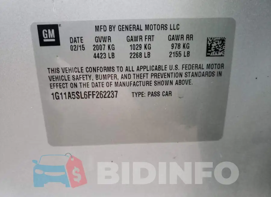 1G11A5SL6FF262237 Photo# 12