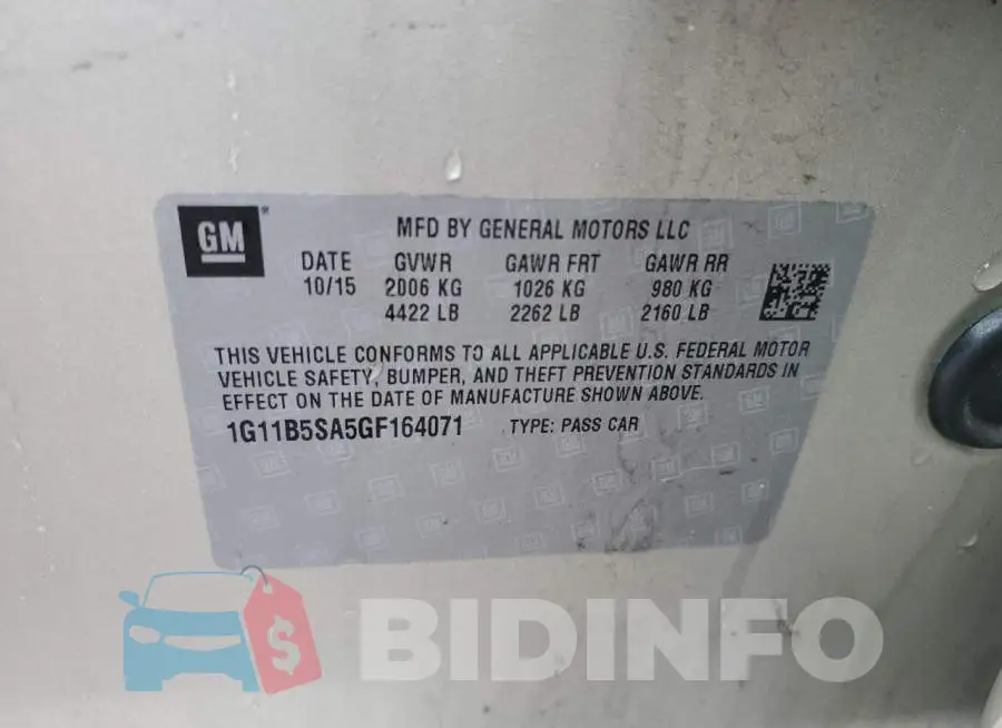 1G11B5SA5GF164071 Photo# 12