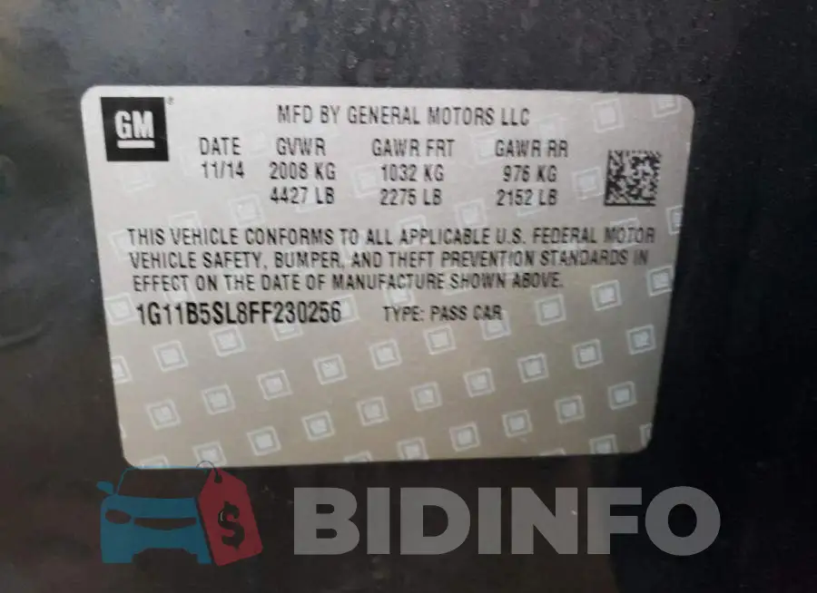 1G11B5SL8FF230256 Photo# 13