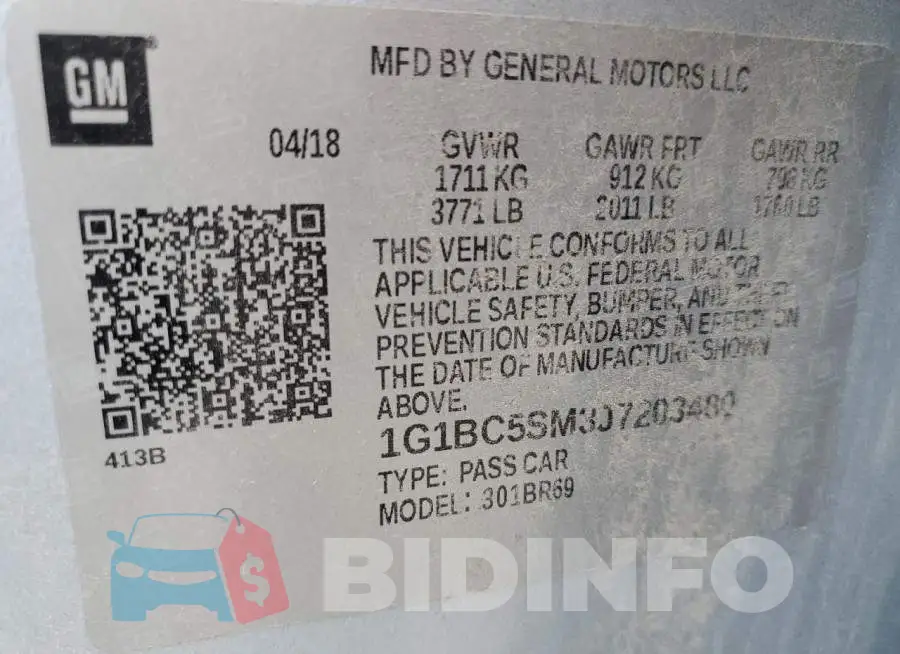 1G1BC5SM3J7203480 Photo# 12