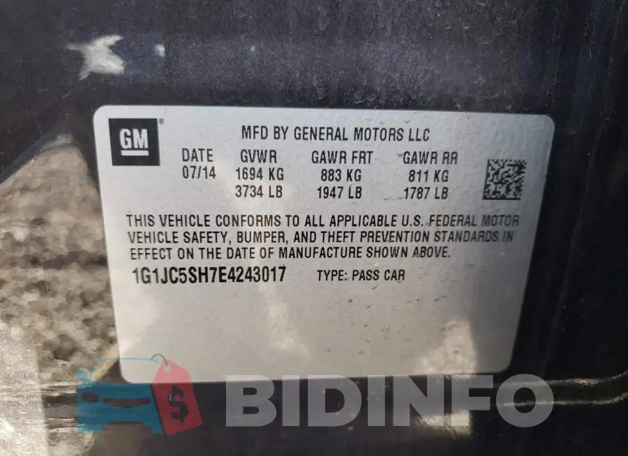 1G1JC5SH7E4243017 Photo# 12