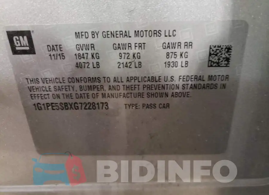 1G1PE5SBXG7228173 Photo# 12