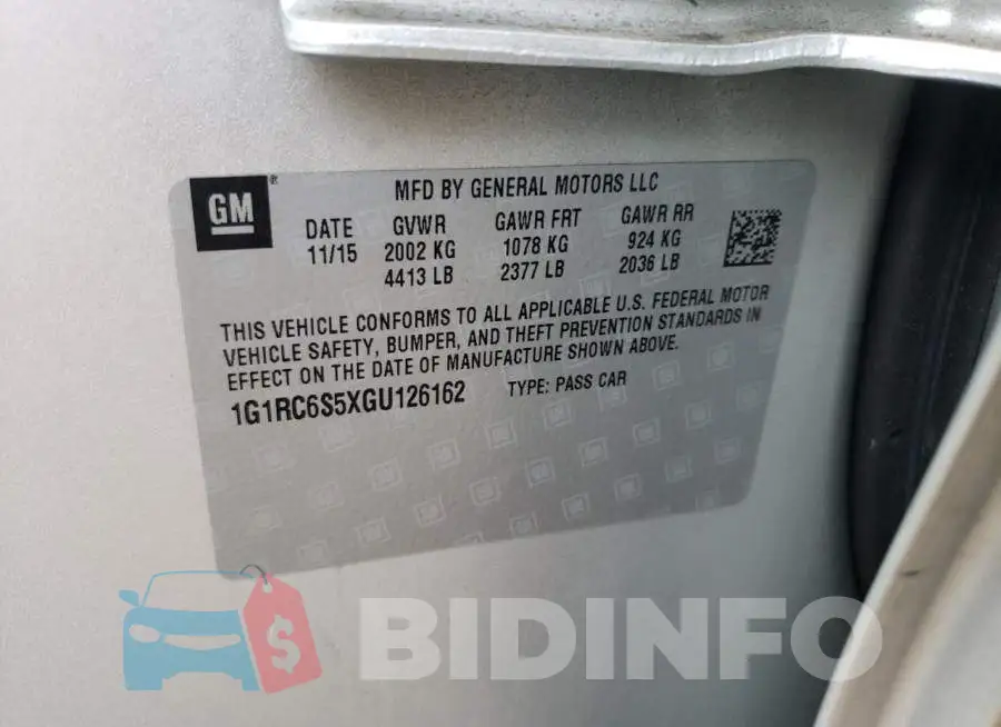 1G1RC6S5XGU126162 Photo# 13