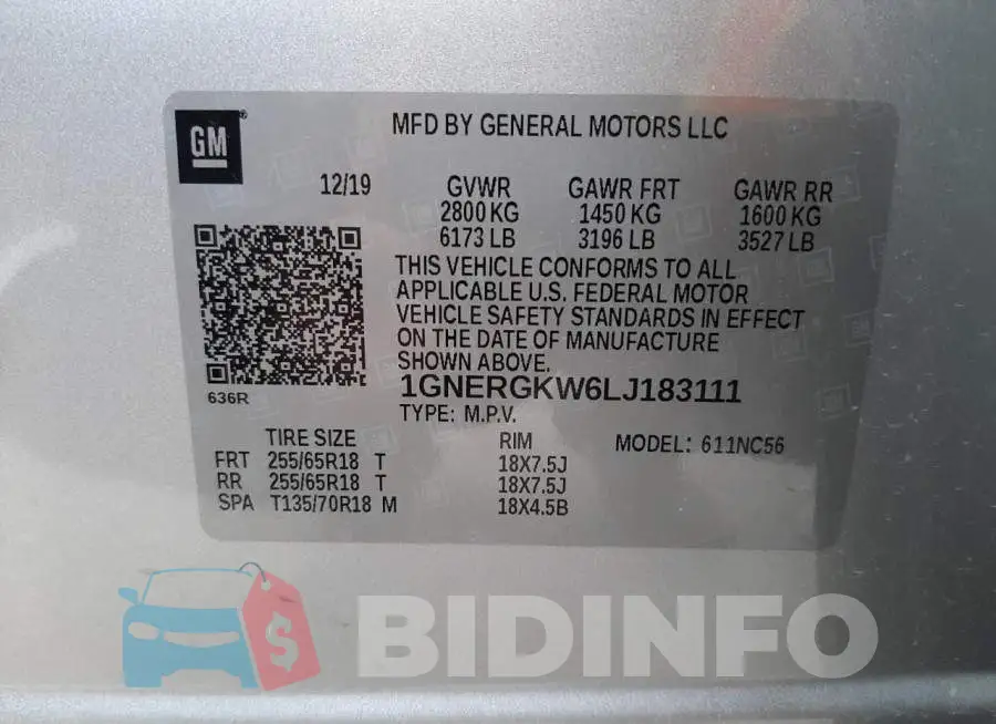 1GNERGKW6LJ183111 Photo# 13