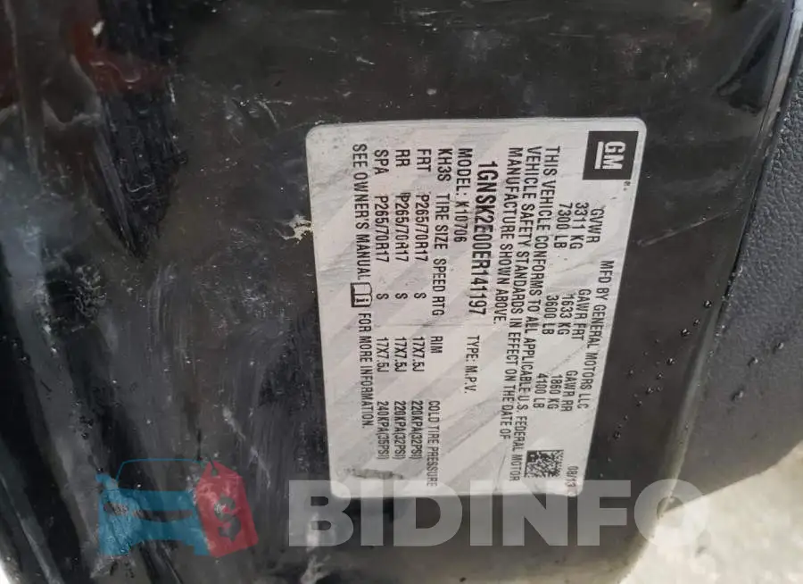 1GNSK2E00ER141197 Photo# 14
