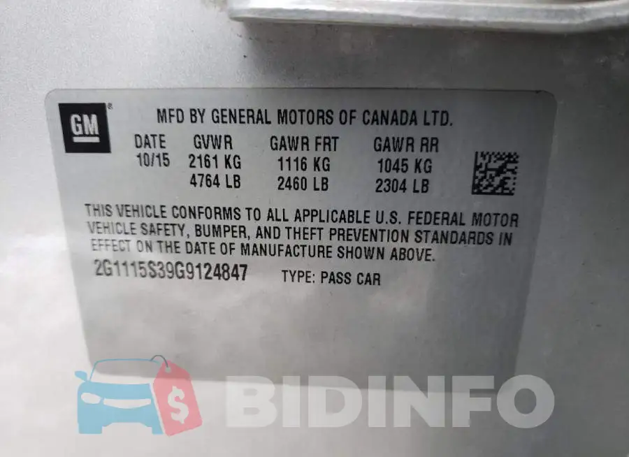 2G1115S39G9124847 Photo# 12