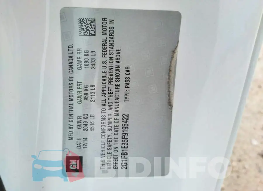 2G1FB1E35F9195422 Photo# 10