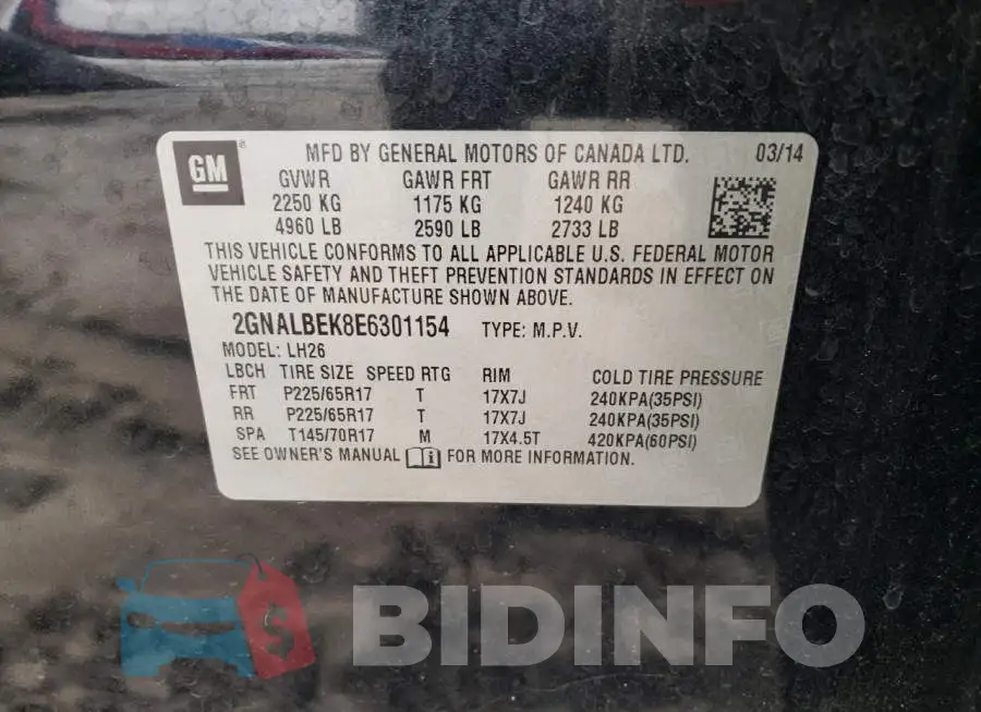 2GNALBEK8E6301154 Photo# 13