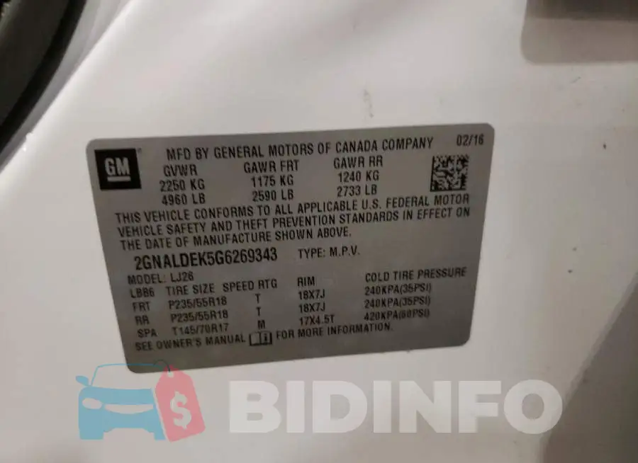 2GNALDEK5G6269343 Photo# 13