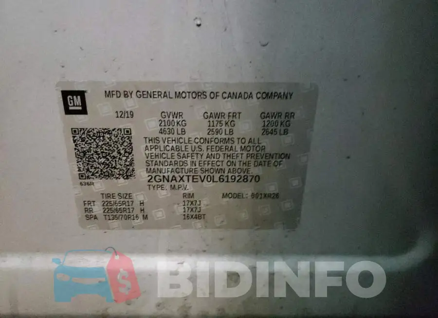 2GNAXTEV0L6192870 Photo# 13