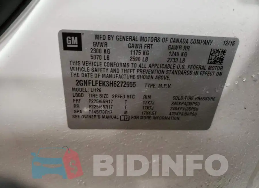 2GNFLFEK3H6272955 Photo# 13