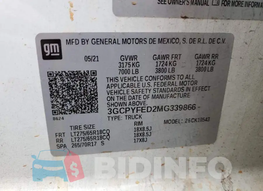3GCPYFED2MG339866 Photo# 13