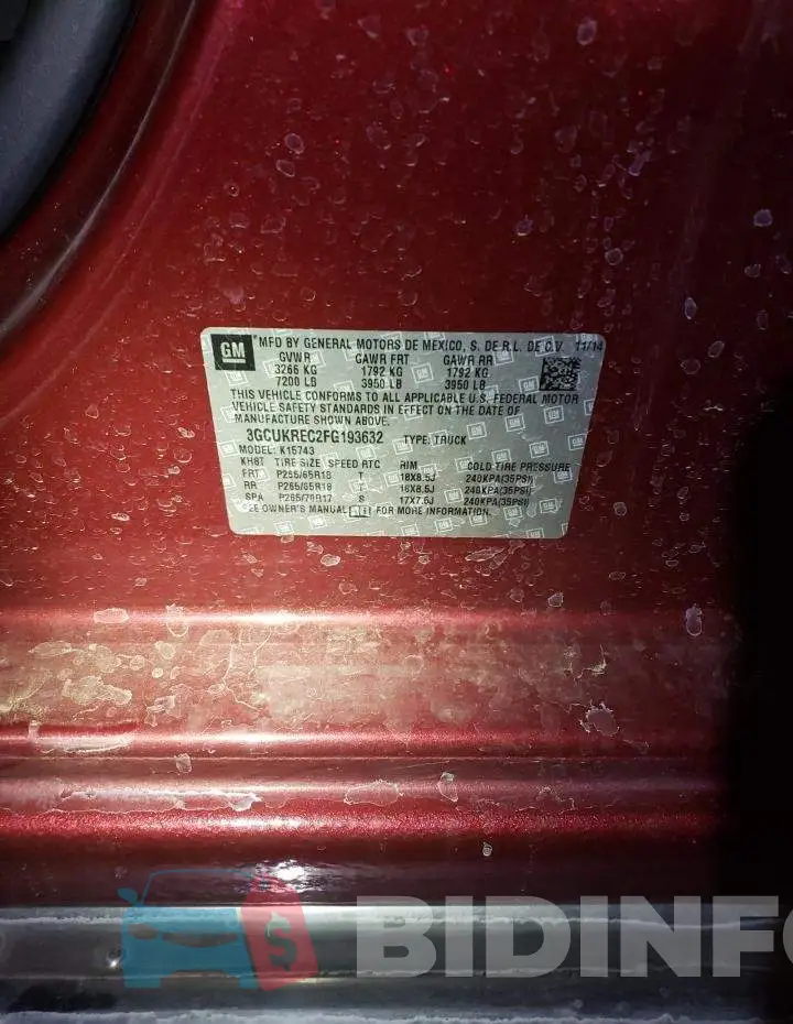 3GCUKREC2FG193632 Photo# 10