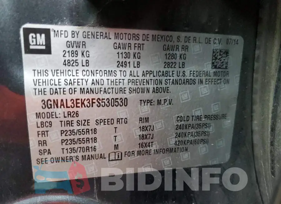 3GNAL3EK3FS530530 Photo# 12
