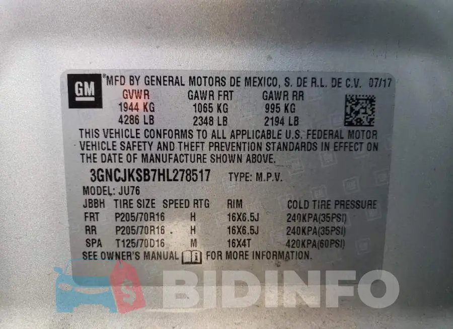 3GNCJKSB7HL278517 Photo# 12