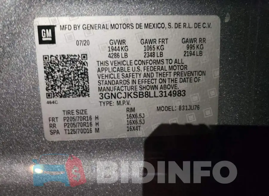 3GNCJKSB8LL314983 Photo# 13