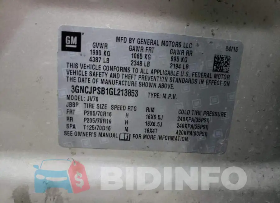 3GNCJPSB1GL213853 Photo# 13