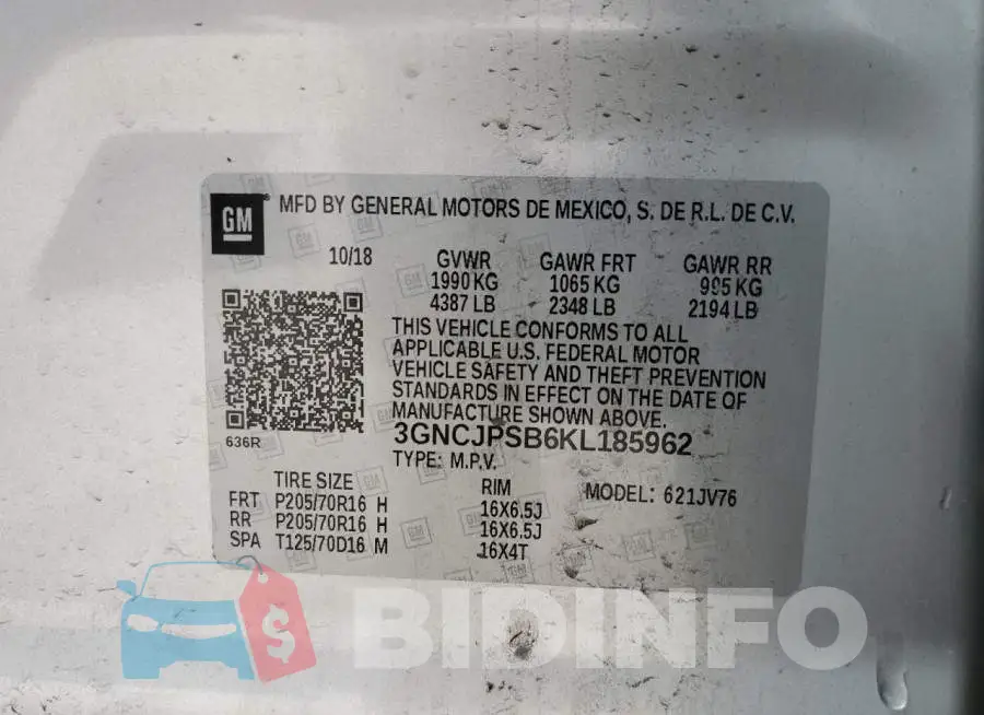 3GNCJPSB6KL185962 Photo# 13