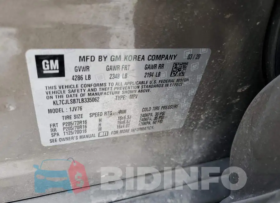 KL7CJLSB7LB335062 Photo# 13