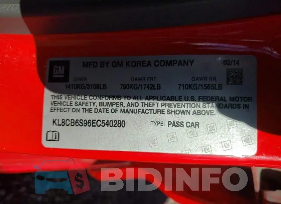 KL8CB6S96EC540280 Photo# 10