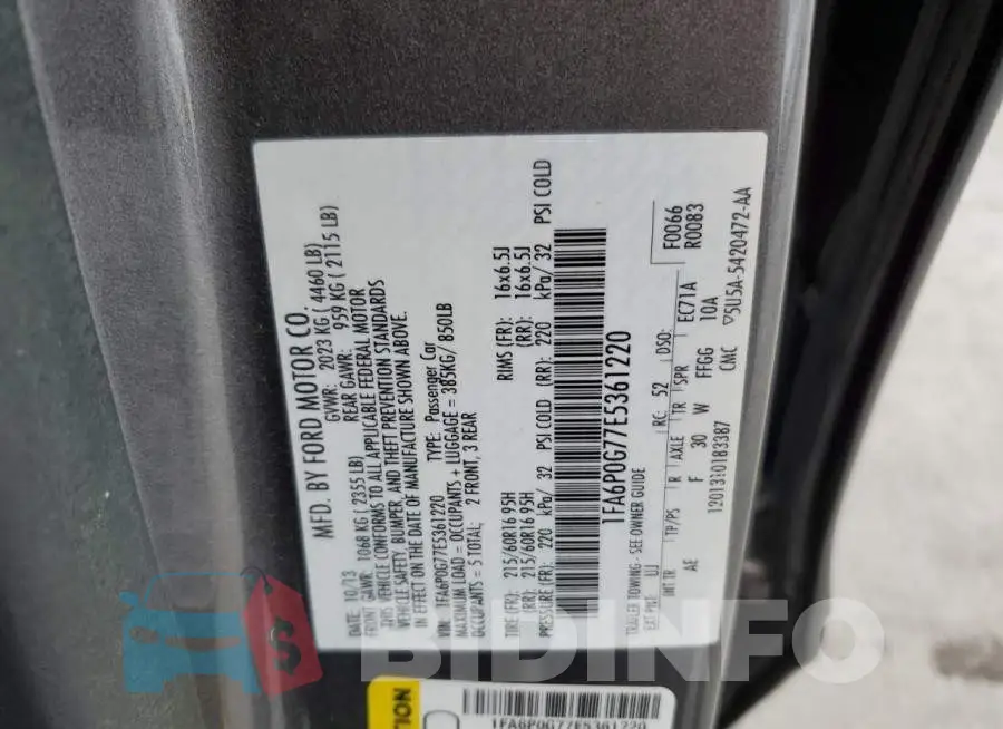 1FA6P0G77E5361220 Photo# 12