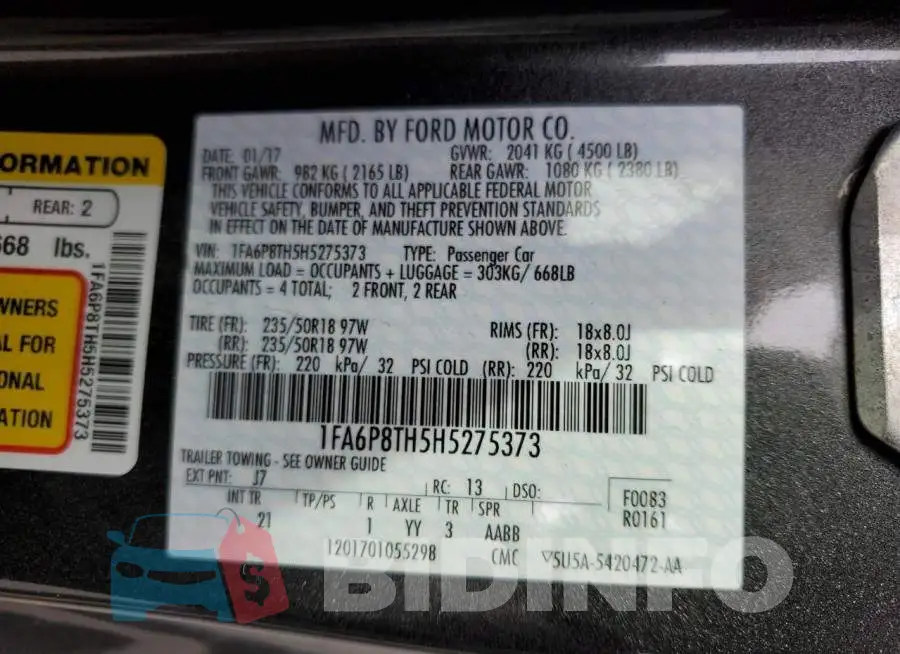 1FA6P8TH5H5275373 Photo# 10